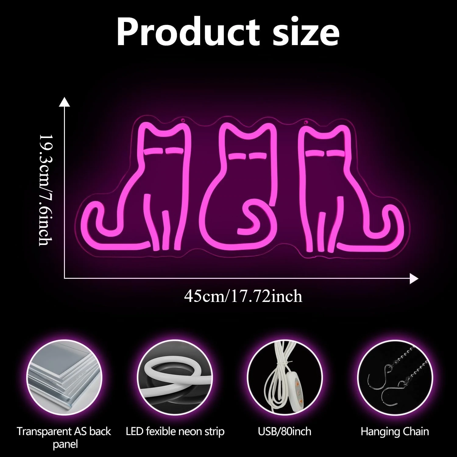 Cats Neon Sign USB LED Neon Li - Neon Sign Party recension och pris