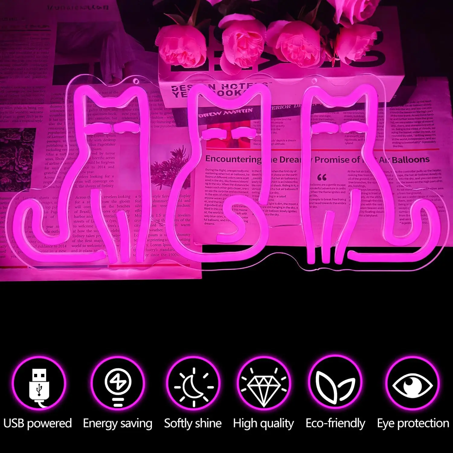 Cats Neon Sign USB LED Neon Li - Neon Sign Party recension och pris