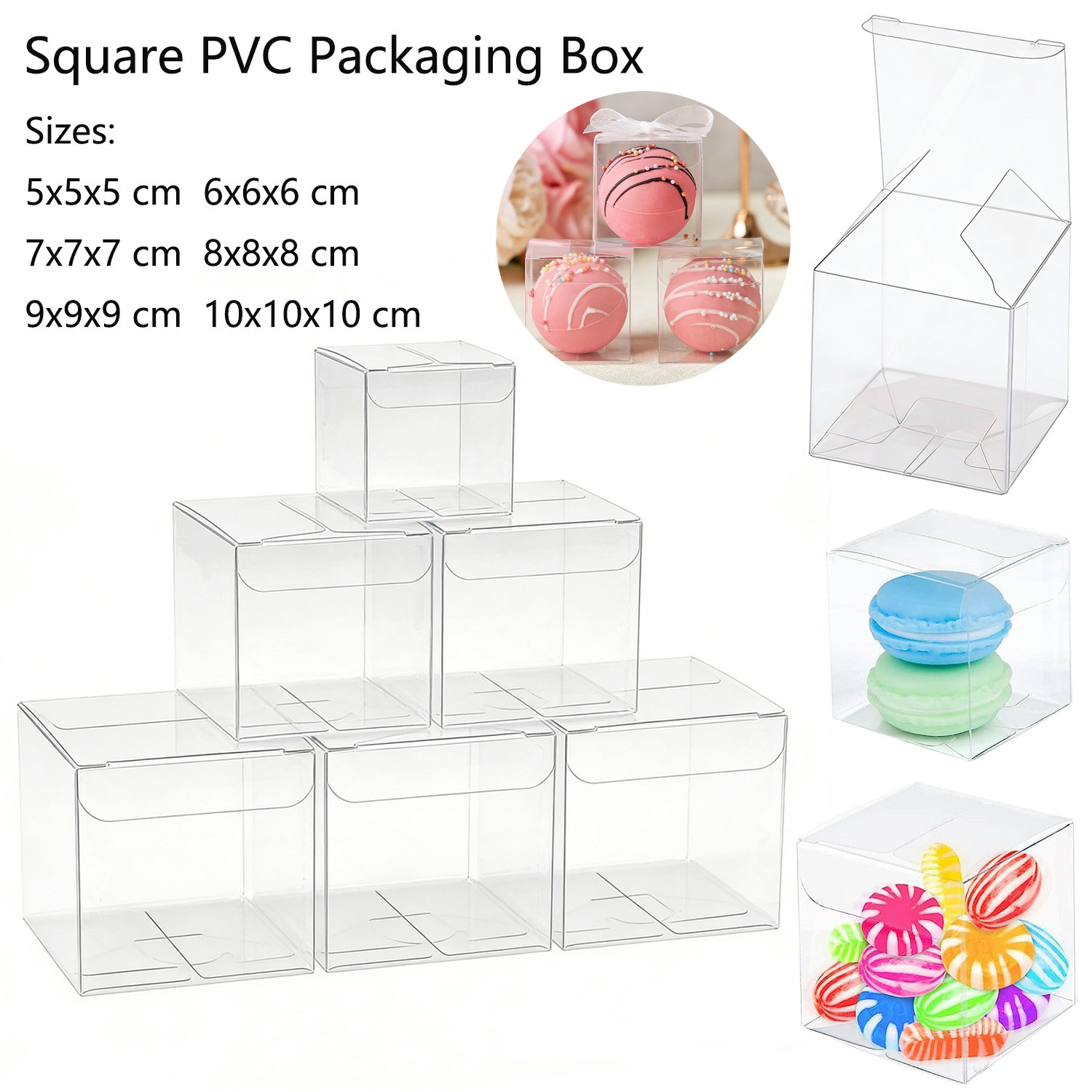 10-50Pcs Square Clear PVC Fold - Event Party Box recension och pris