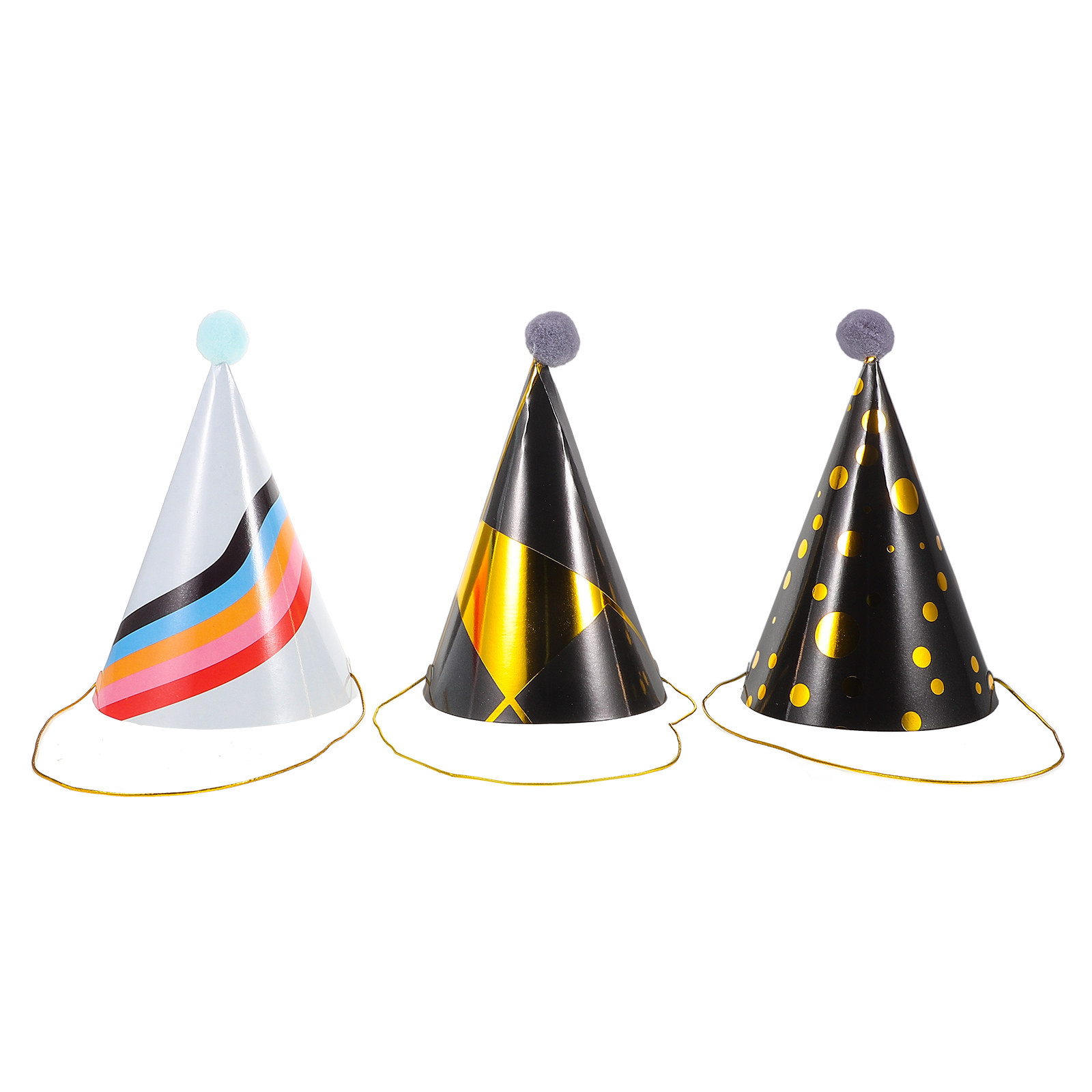 3Pcs Gold Foil Accented Paper  - Party Hat Cone recension och pris