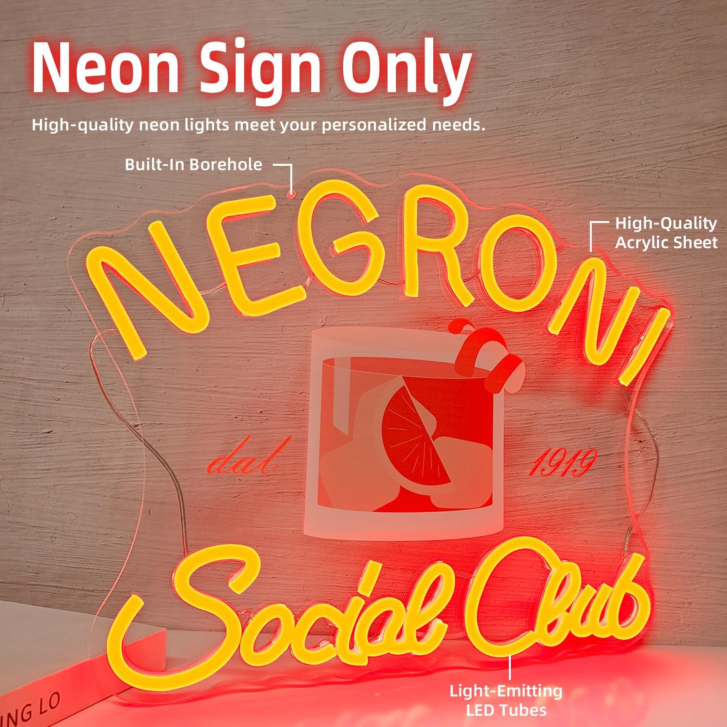 Negroni Social Club Neon Sign  - Neon Sign Party recension och pris