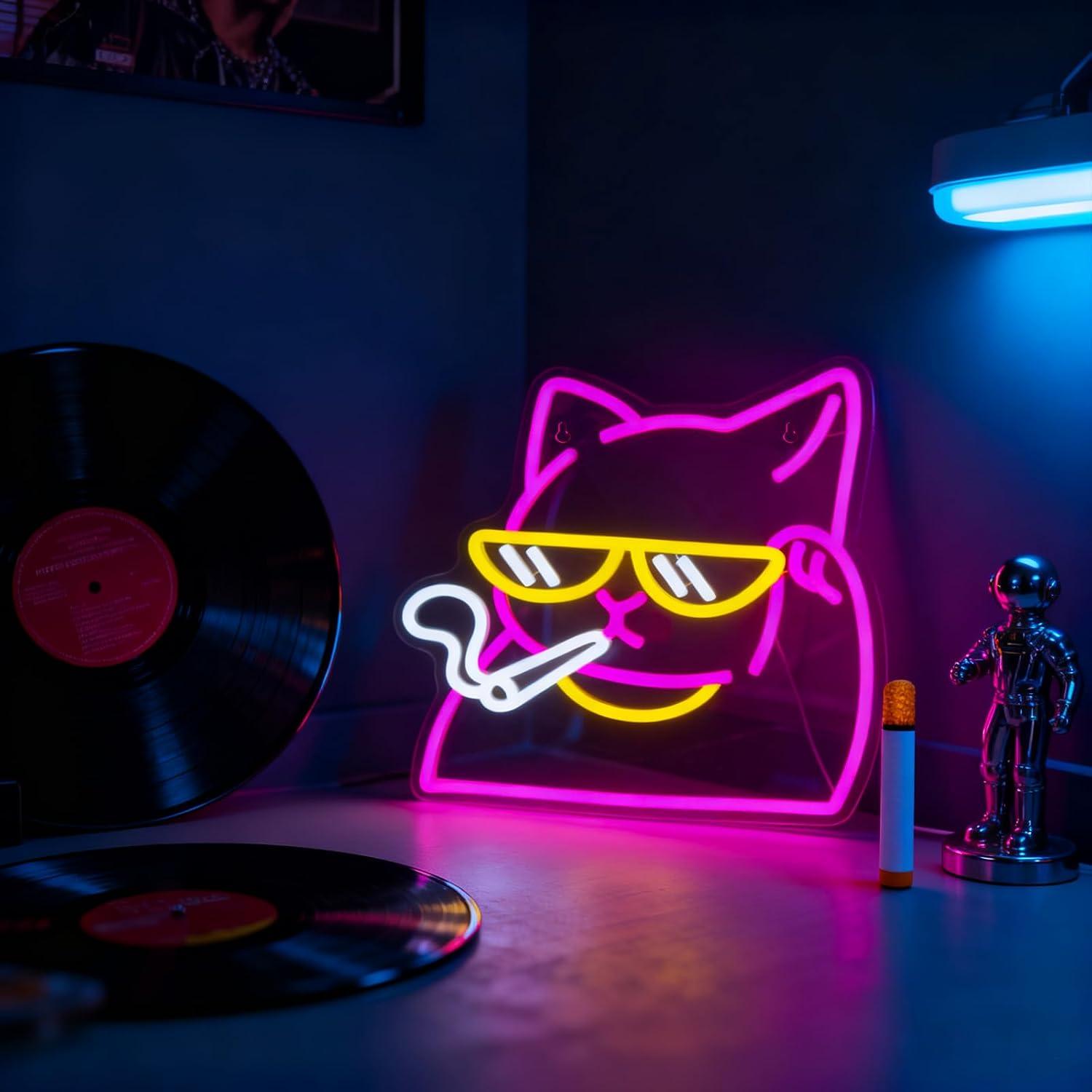 Smoking Cat Neon Sign USB Powe - Neon Sign Party recension och pris