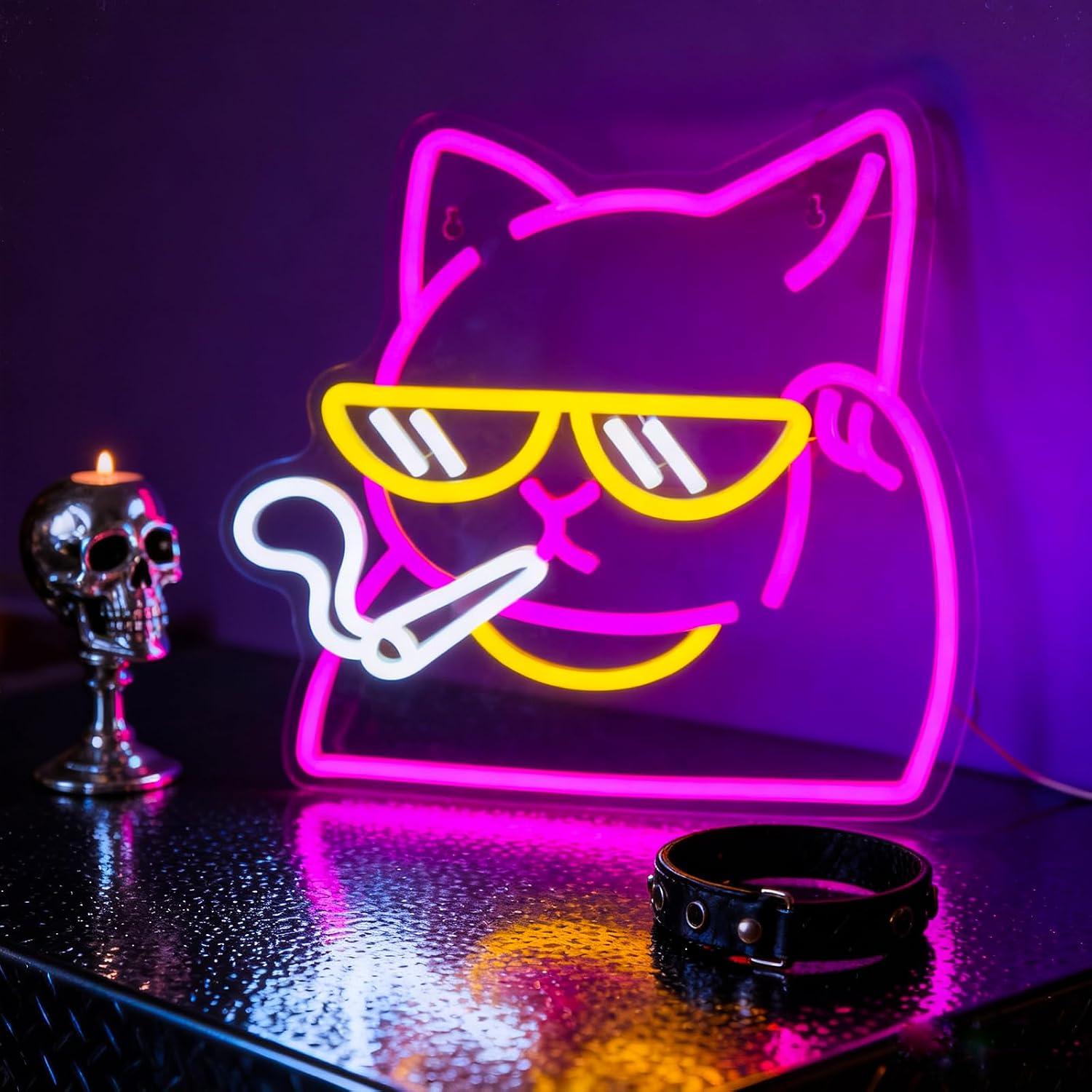 Smoking Cat Neon Sign USB Powe - Neon Sign Party recension och pris