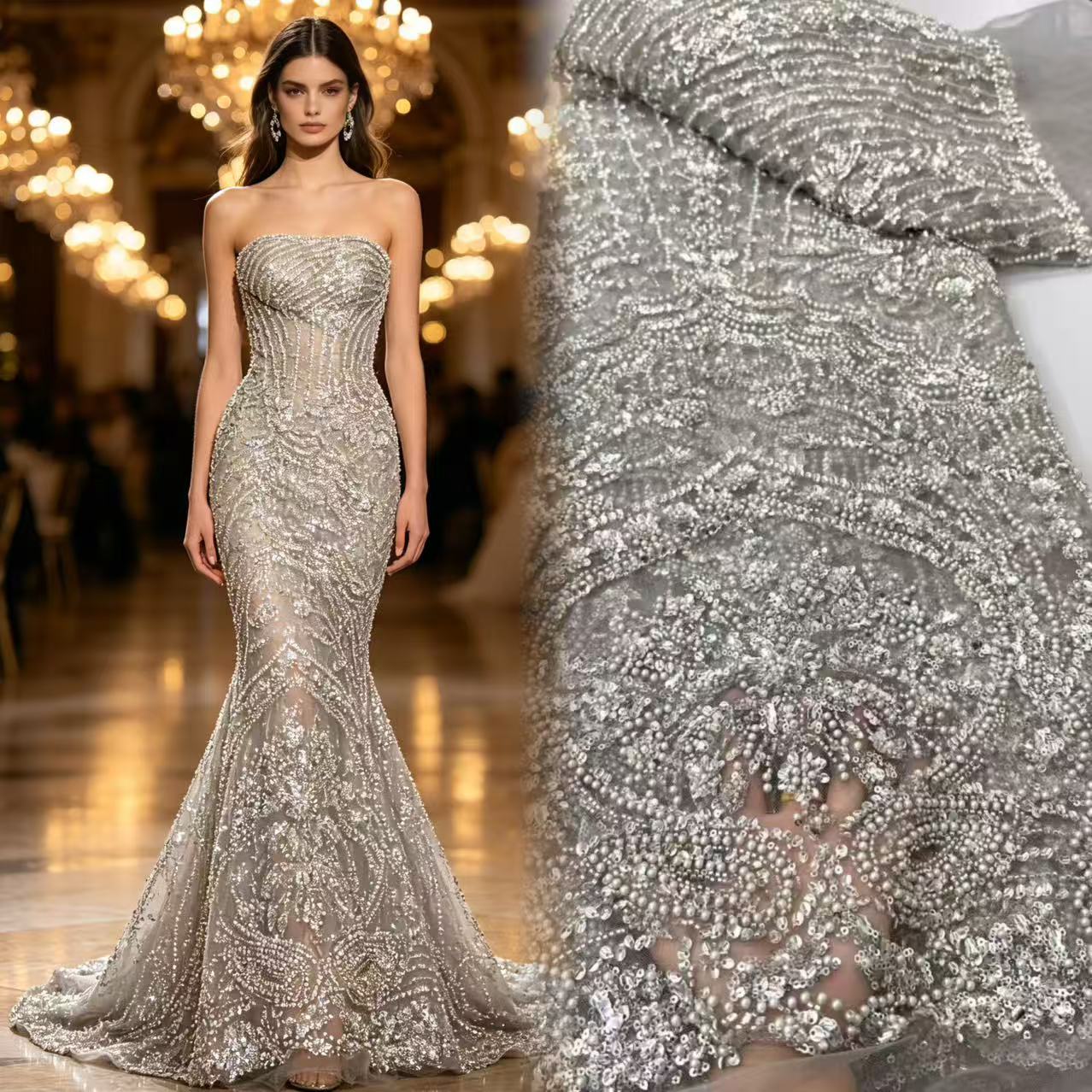 Luxury French Tulle Net Lace w - Glitter Tablecloth recension och pris
